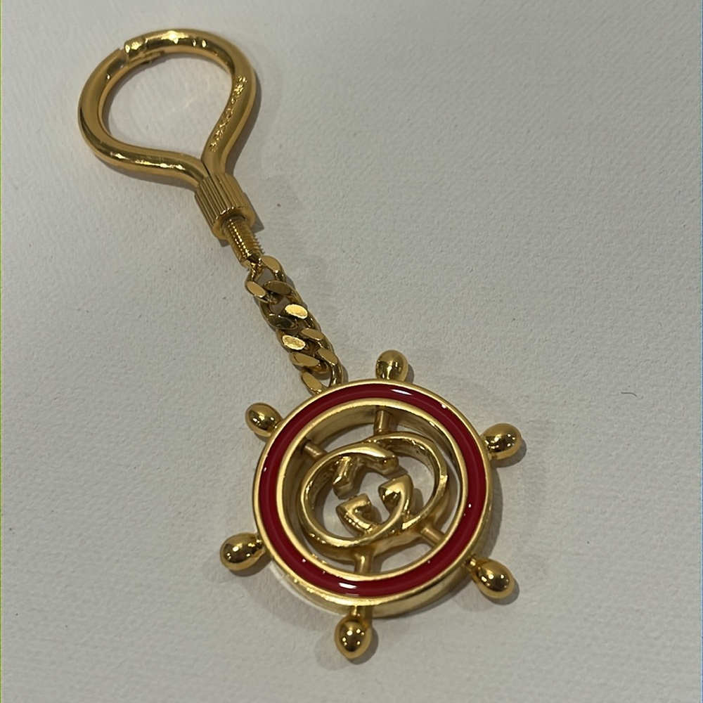 Gucci Red and Navy Blue Key Chain Bag Charm